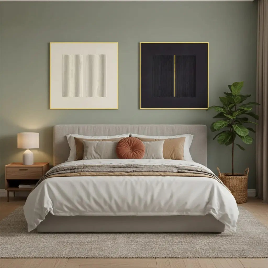 Beige & Black Wabi Sabi Square Set of 2 Wall Art #PB134 ArtiQuo