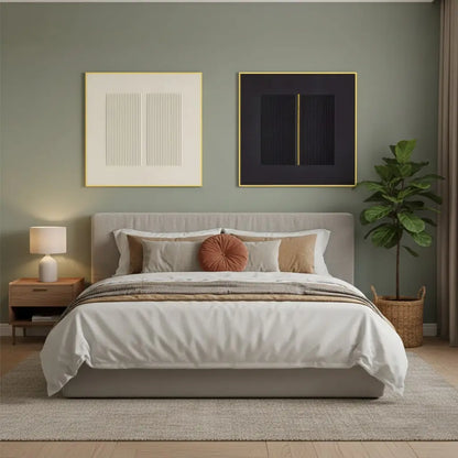 Beige & Black Wabi Sabi Square Set of 2 Wall Art #PB134 ArtiQuo