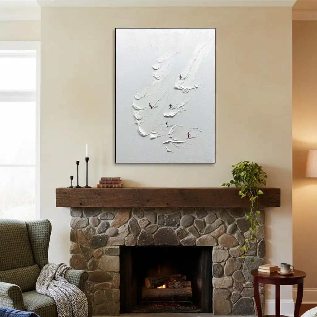 White Skiing Sport Art Textured Painting Canvas #P134 ArtiQuo