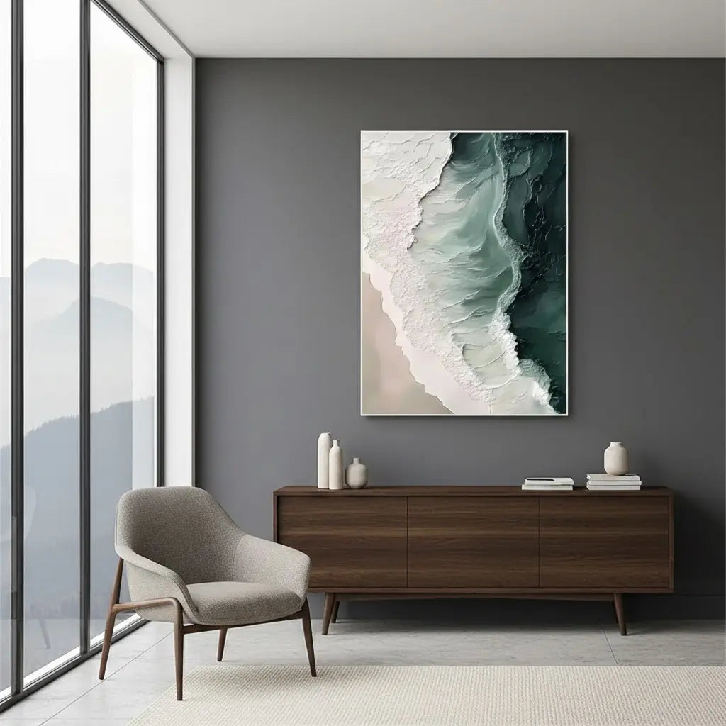 Ocean And Sky Abstract Textured Canvas Art #P141 ArtiQuo