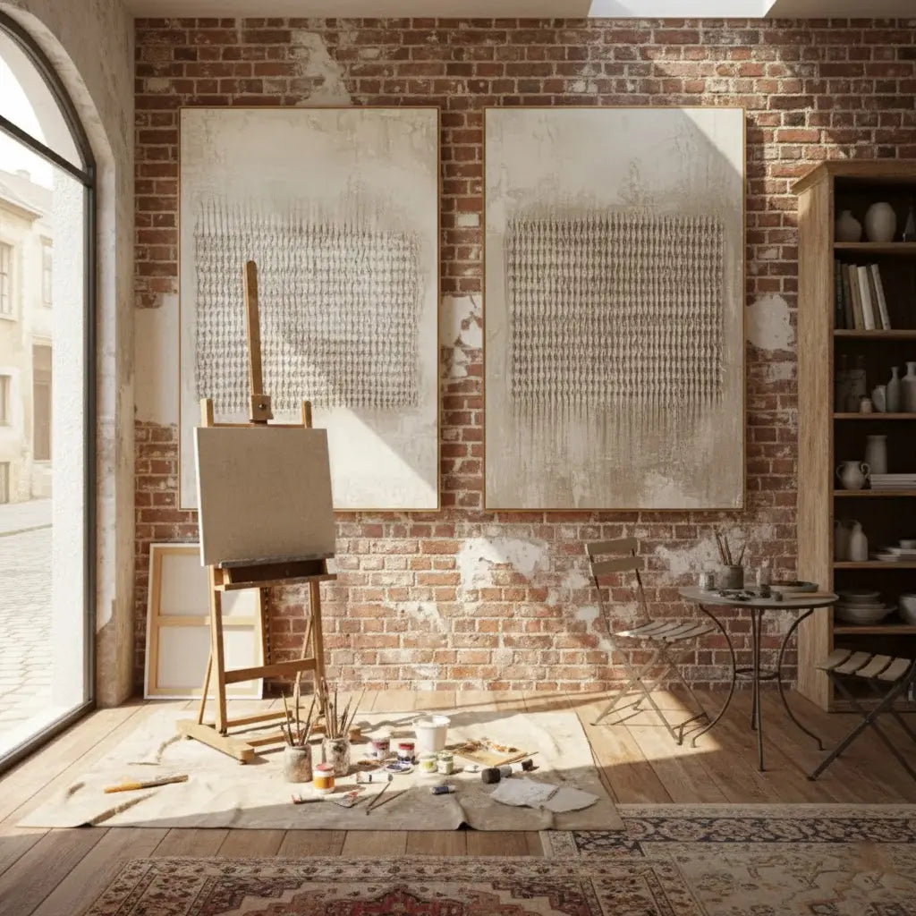 Beige & Brown Abstract Set of 2 #PB145 ArtiQuo
