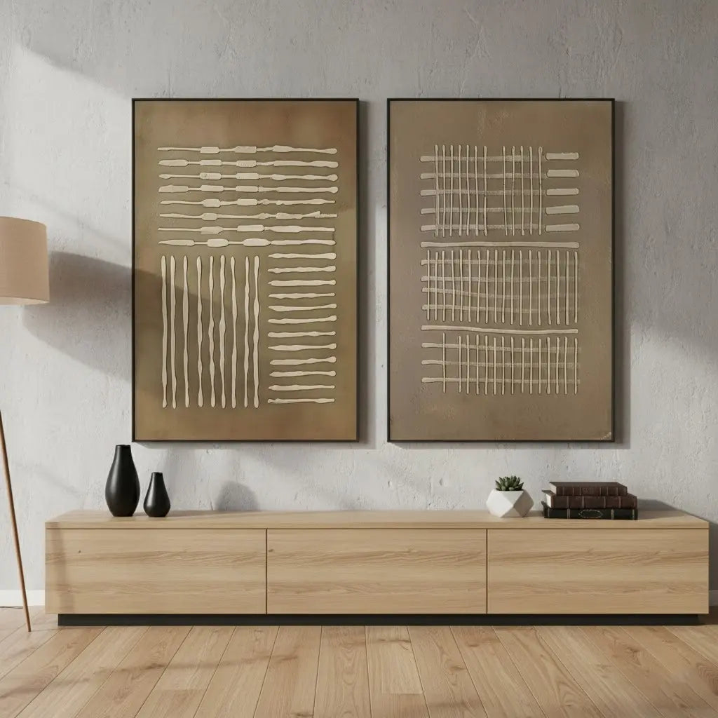 Beige & Brown Abstract Set of 2 #PB147 ArtiQuo