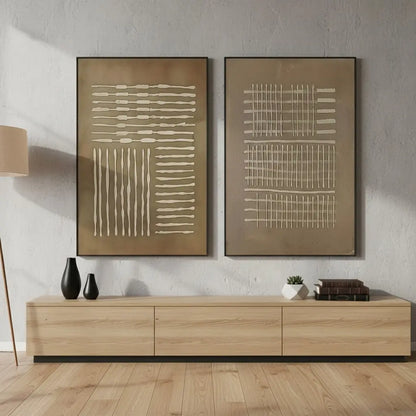 Beige & Brown Abstract Set of 2 #PB147 ArtiQuo