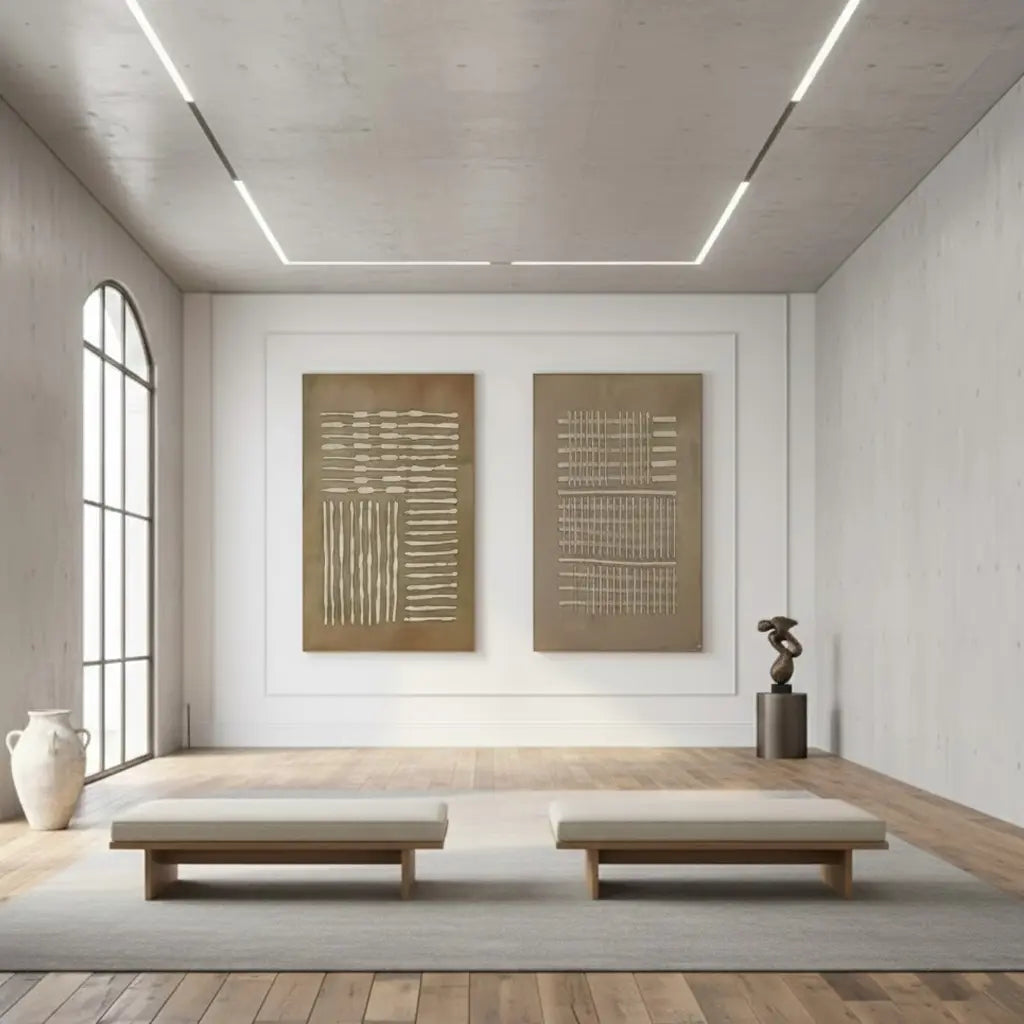 Beige & Brown Abstract Set of 2 #PB147 ArtiQuo