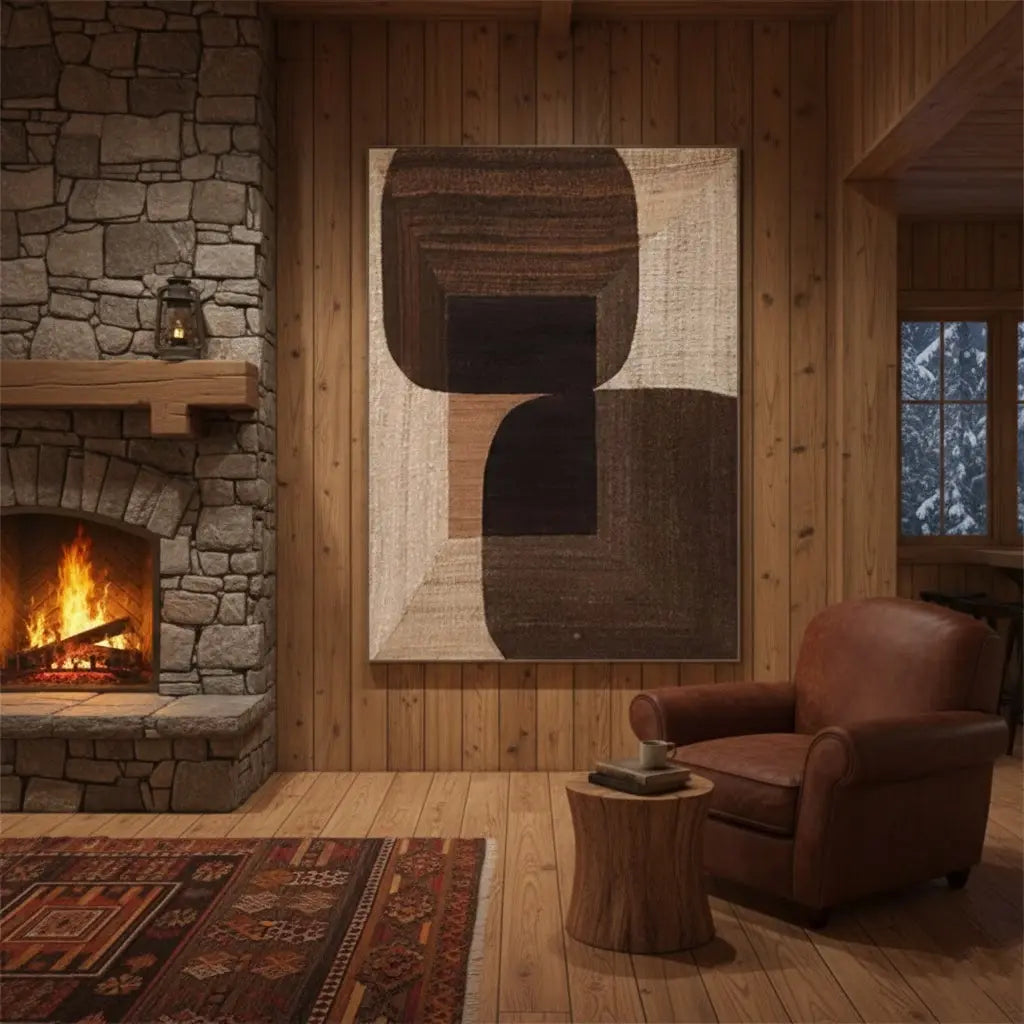 Beige & Brown Abstract #PB153 ArtiQuo