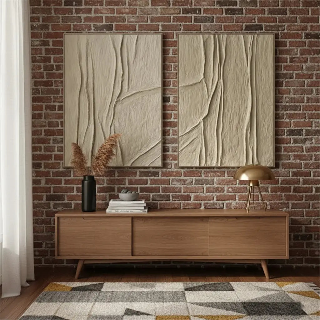 Beige & Brown Abstract Set of 2 #PB167 ArtiQuo
