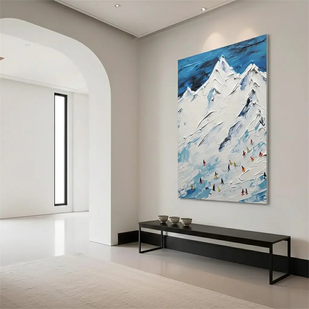 Skiing Sport Art Textured Painting Canvas #P172 ArtiQuo