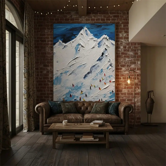Skiing Sport Art Textured Painting Canvas #P172 ArtiQuo