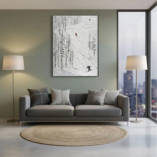 Skiing Sport Art Textured Painting Canvas #P173 ArtiQuo