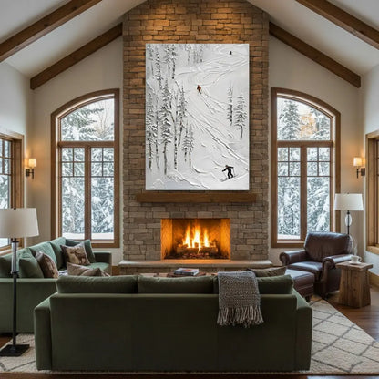 Skiing Sport Art Textured Painting Canvas #P173 ArtiQuo