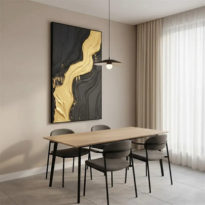 Black Gold Minimalist Textured Painting #P177 ArtiQuo