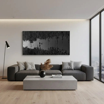 Black Minimalist Textured Painting #BM17 ArtiQuo