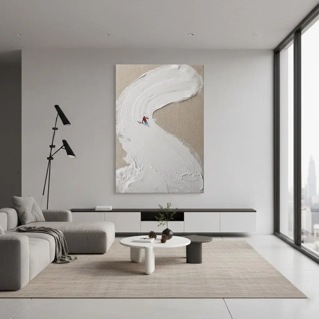 Skiing Sport Art Textured Painting Canvas #P186 ArtiQuo
