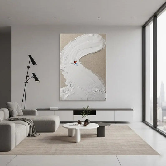 Skiing Sport Art Textured Painting Canvas #P186 ArtiQuo