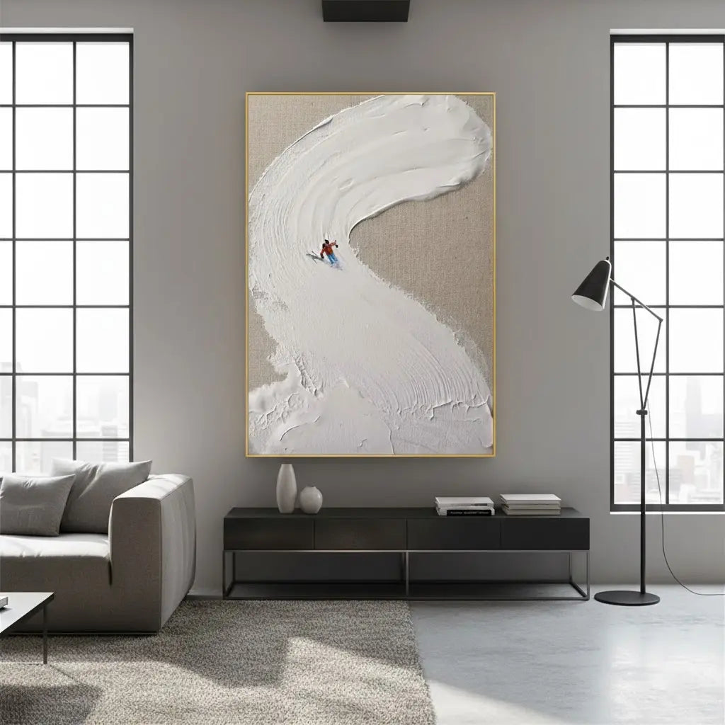 Skiing Sport Art Textured Painting Canvas #P186 ArtiQuo