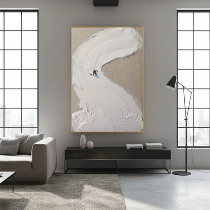 Skiing Sport Art Textured Painting Canvas #P186 ArtiQuo