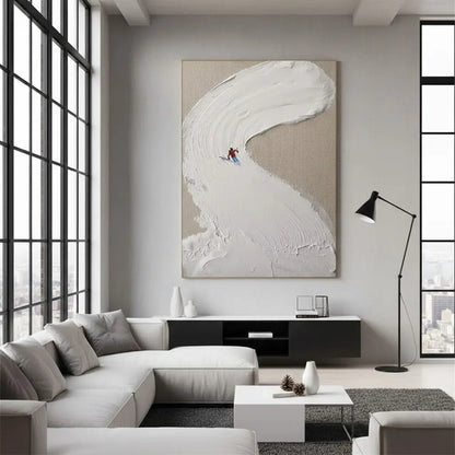 Skiing Sport Art Textured Painting Canvas #P186 ArtiQuo