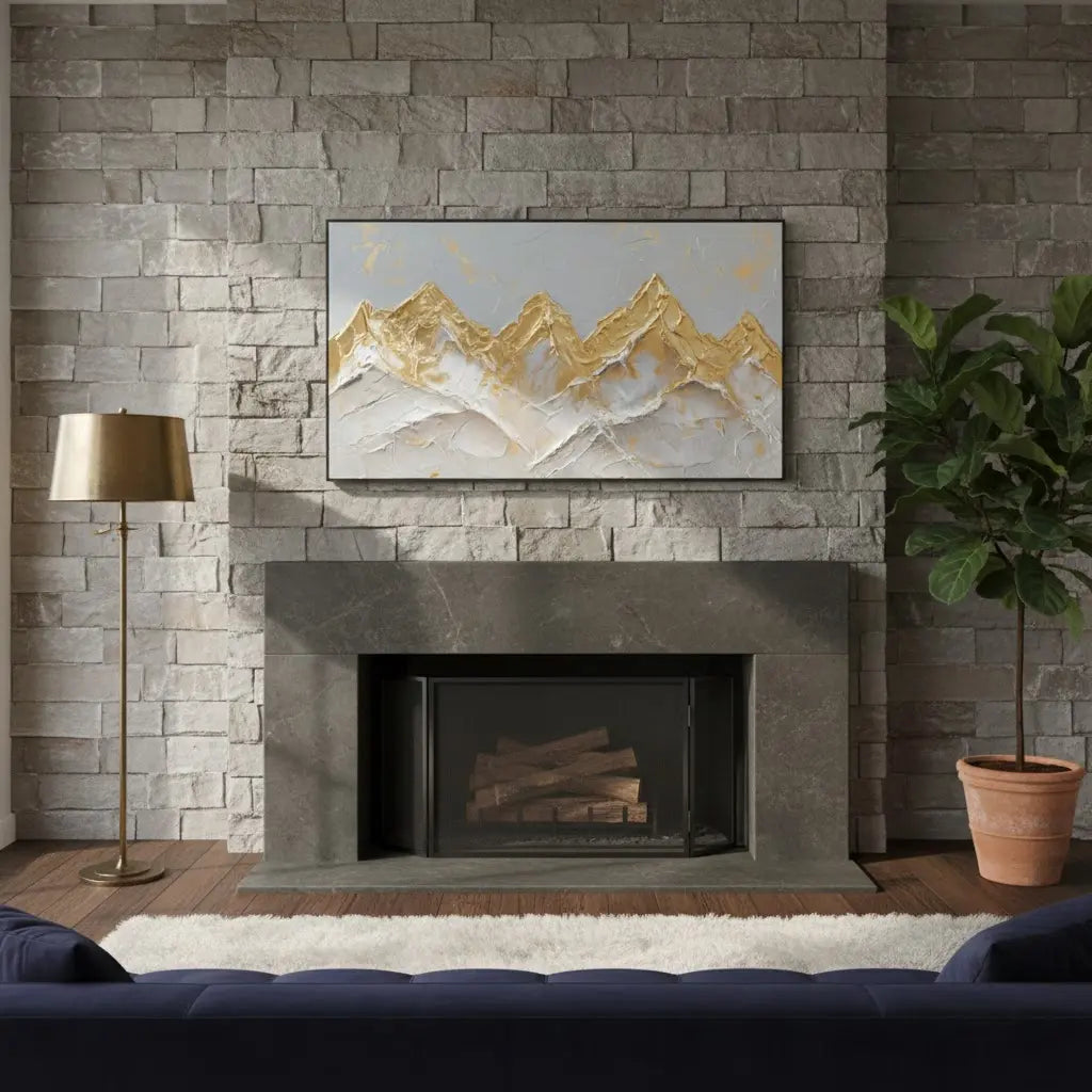Mountain Landscape Abstract Textured Wall Art #P187 ArtiQuo