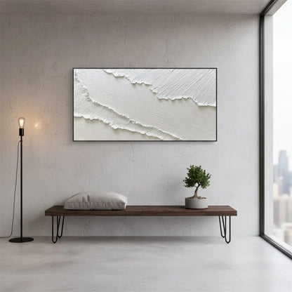White Minimalist Textured Painting Canvas #P188 ArtiQuo