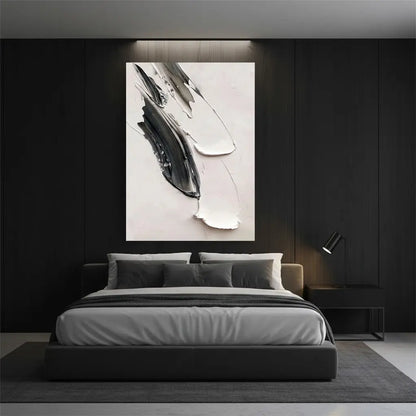 White & Black Minimalist Textured Painting Canvas #P189 ArtiQuo