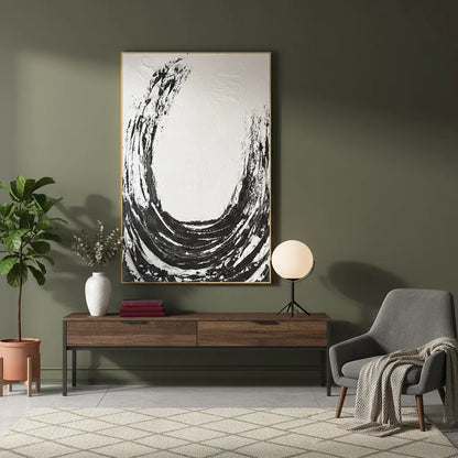 Black White Textured Minimalist Wall Art #P190 ArtiQuo