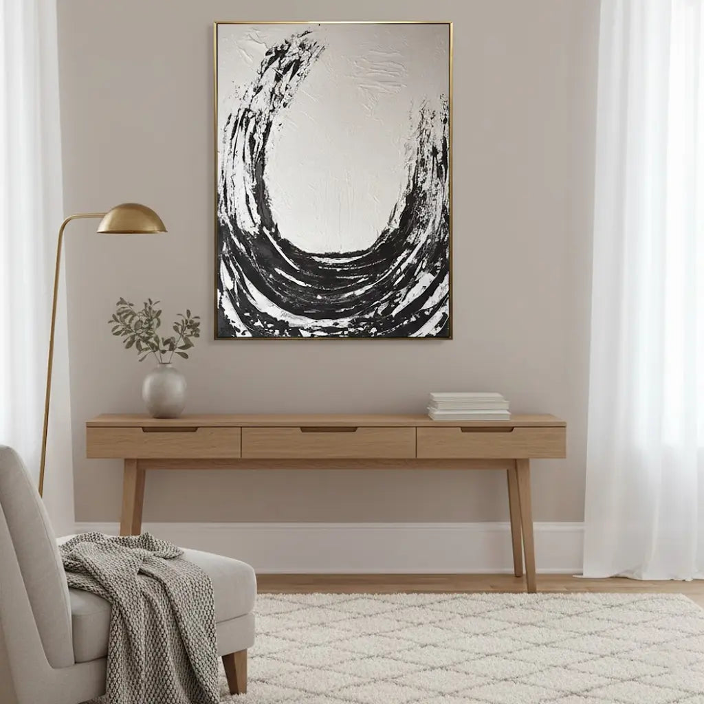 Black White Textured Minimalist Wall Art #P190 ArtiQuo