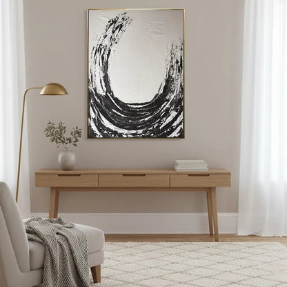 Black White Textured Minimalist Wall Art #P190 ArtiQuo