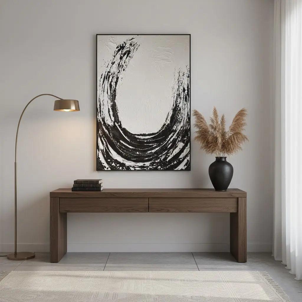 Black White Textured Minimalist Wall Art #P190 ArtiQuo