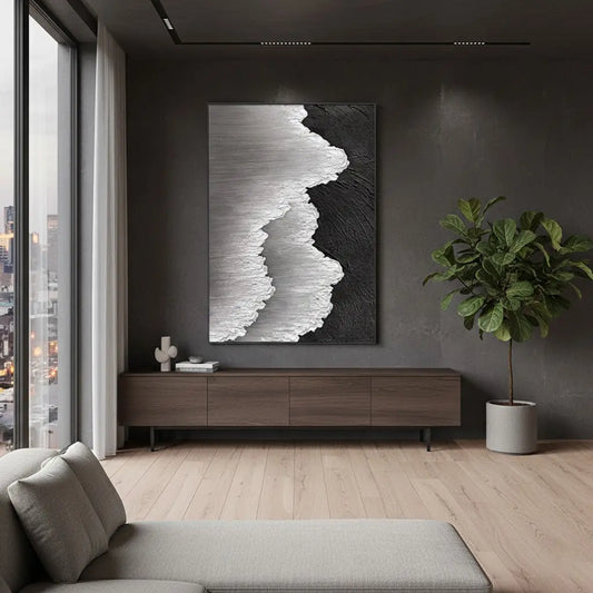 Black White Textured Minimalist Wall Art #P191 ArtiQuo