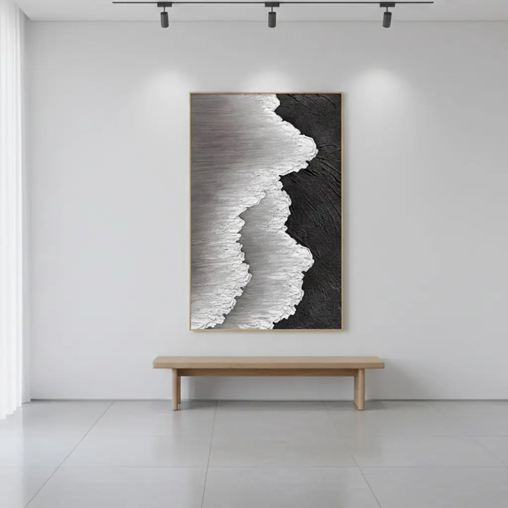 Black White Textured Minimalist Wall Art #P191 ArtiQuo