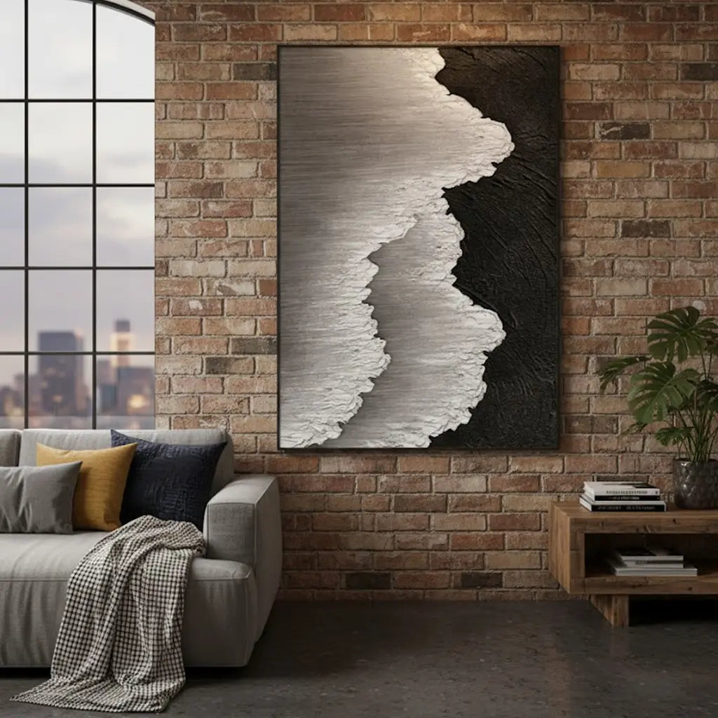 Black White Textured Minimalist Wall Art #P191 ArtiQuo