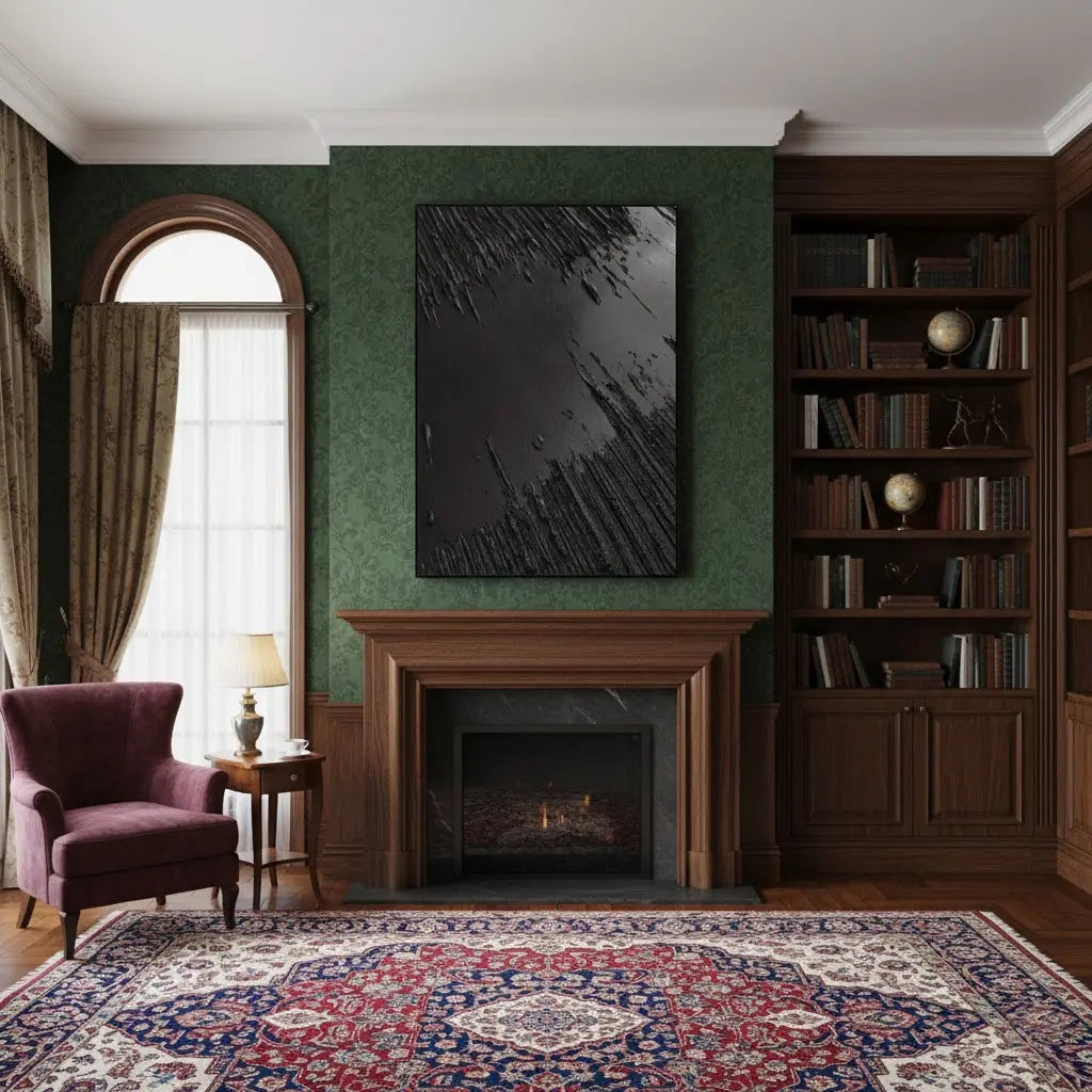 Black Minimalist Textured Painting Canvas #P192 ArtiQuo