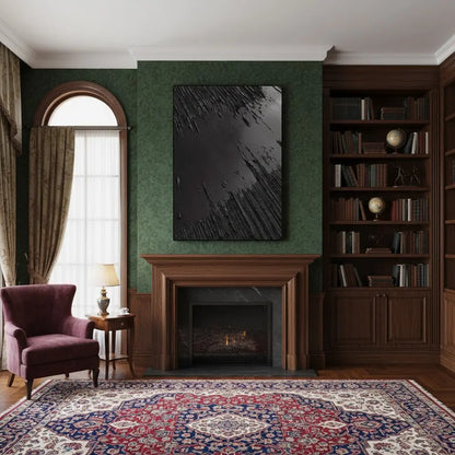 Black Minimalist Textured Painting Canvas #P192 ArtiQuo