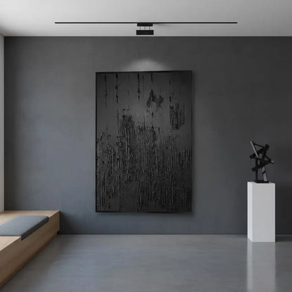 Black Minimalist Textured Wall Art #P193 ArtiQuo