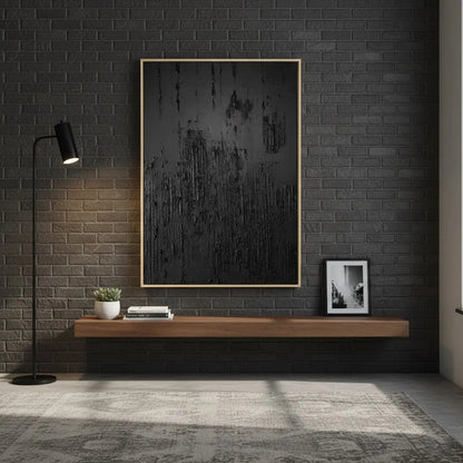 Black Minimalist Textured Wall Art #P193 ArtiQuo