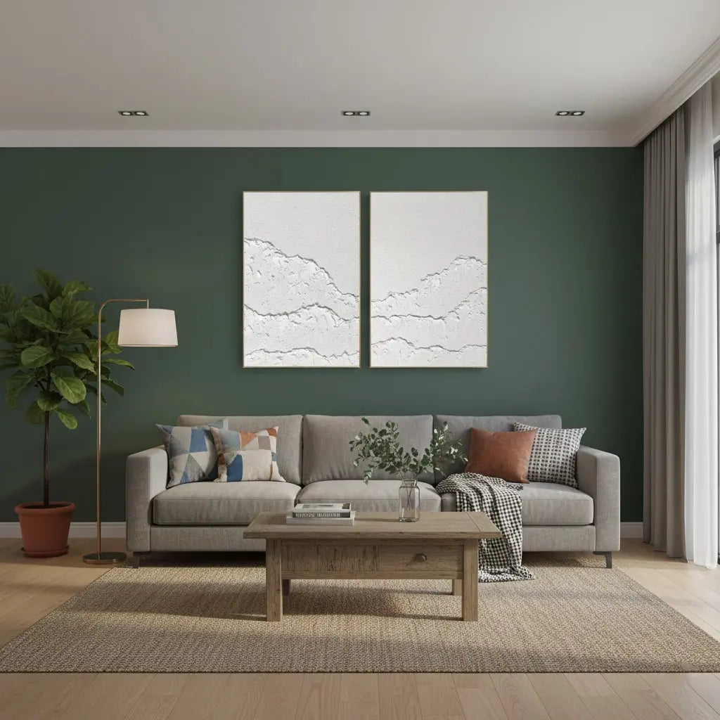 White Minimalist Textured Paintings Canvas Set of 2 #P196 ArtiQuo