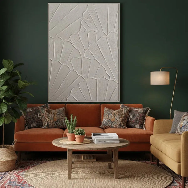 White Minimalist Textured Painting Canvas P198