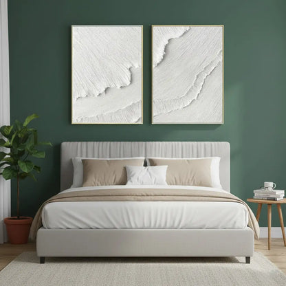 White Minimalist Textured Paintings Canvas Set of 2 #P19 ArtiQuo