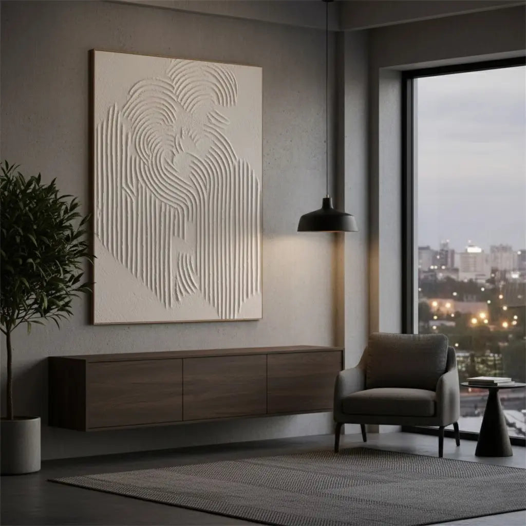 Beige & Brown Abstract Textured Painting Canvas #BBM1 ArtiQuo