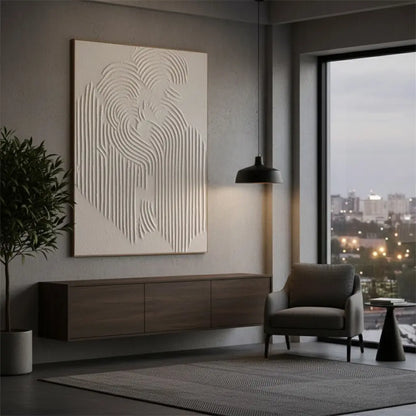 Beige & Brown Abstract Textured Painting Canvas #BBM1 ArtiQuo