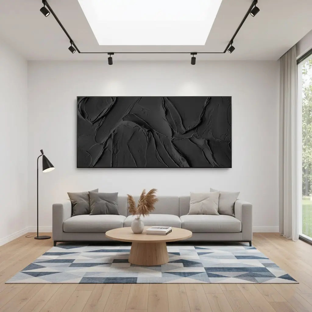 Black Plaster Art Minimalist Textured Painting #BM1 ArtiQuo