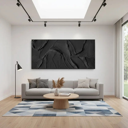 Black Plaster Art Minimalist Textured Painting #BM1 ArtiQuo