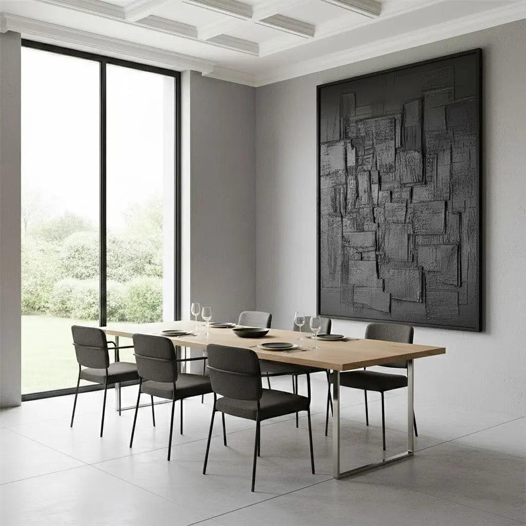 Black Minimalist Textured Canvas #P202 ArtiQuo
