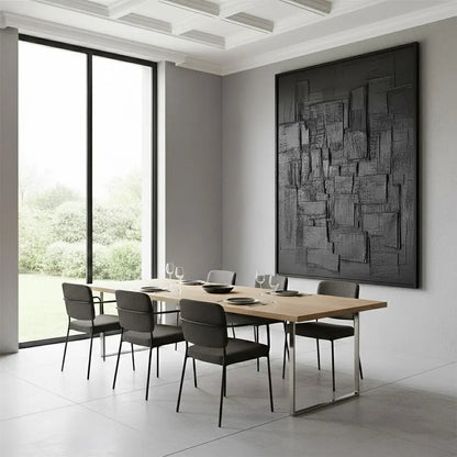 Black Minimalist Textured Canvas #P202 ArtiQuo