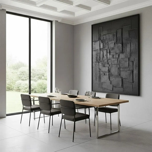 Black Minimalist Textured Canvas #P202 ArtiQuo