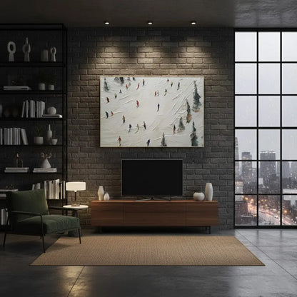 Skiing Sport Art Textured Painting Canvas #P204 ArtiQuo