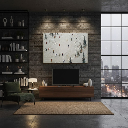 Skiing Sport Art Textured Painting Canvas #P204 ArtiQuo