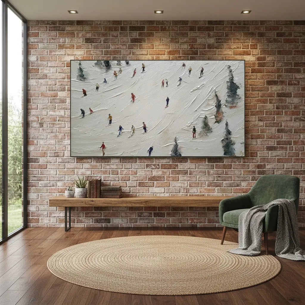 Skiing Sport Art Textured Painting Canvas #P204 ArtiQuo