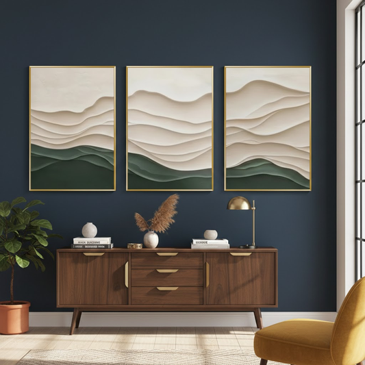 Minimalist Textured Set of 3 Canvas Art #P207 ArtiQuo