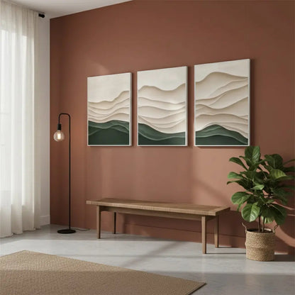 Minimalist Textured Set of 3 Canvas Art #P207 ArtiQuo